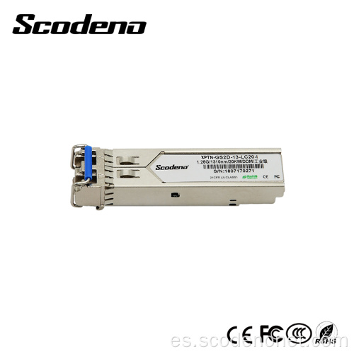 Transceptor óptico Scodeno 1000T Aplicación 1.25G Gpon 1.25g LC SFP RJ45 Módulo de fibra